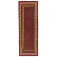 TEPPICHLÄUFER handgetuftet WENSUM, Scallop-Bordüre, Beerenrot, 80 x 230 cm - Rot, Textil (80/230cm) - KADIMA DESIGN