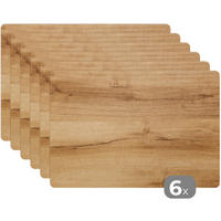 PLATZSETS 6er-Set Holzoptik - Braun - Holz 45x30 cm Tischset - Eichefarben, Kunststoff (0.3/45/30cm) - MuchoWow