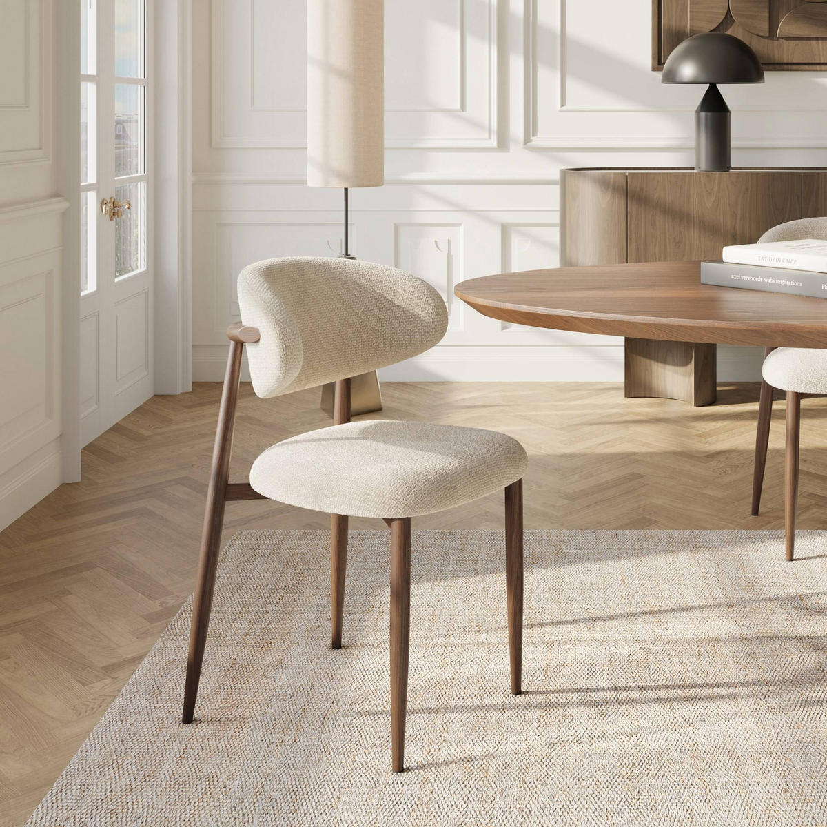 STÜHLE 2er Set LINA Schlingenvelours Beige 52cm - Beige, Textil (52/79/53cm) - Premium Interiors