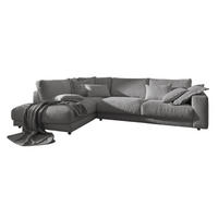 ECKSOFA MADELINE Grau Cord - Schwarz/Grau, Kunststoff/Textil (325/224cm) - KAWOLA