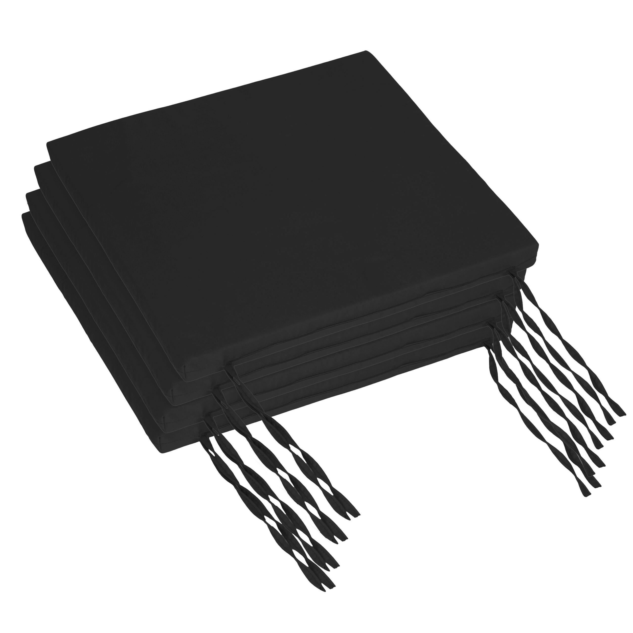 4XSEDÁK na židli - černá, textil (40/40/3cm) - Relaxdays