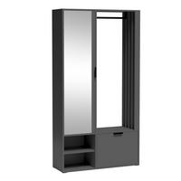 GARDEROBENSCHRANK Milanoir Graphit 100/189,4/33 cm - Modern mit Spiegel - Grau, Holzwerkstoff/Kunststoff (100/189.4/33cm) - AX Living