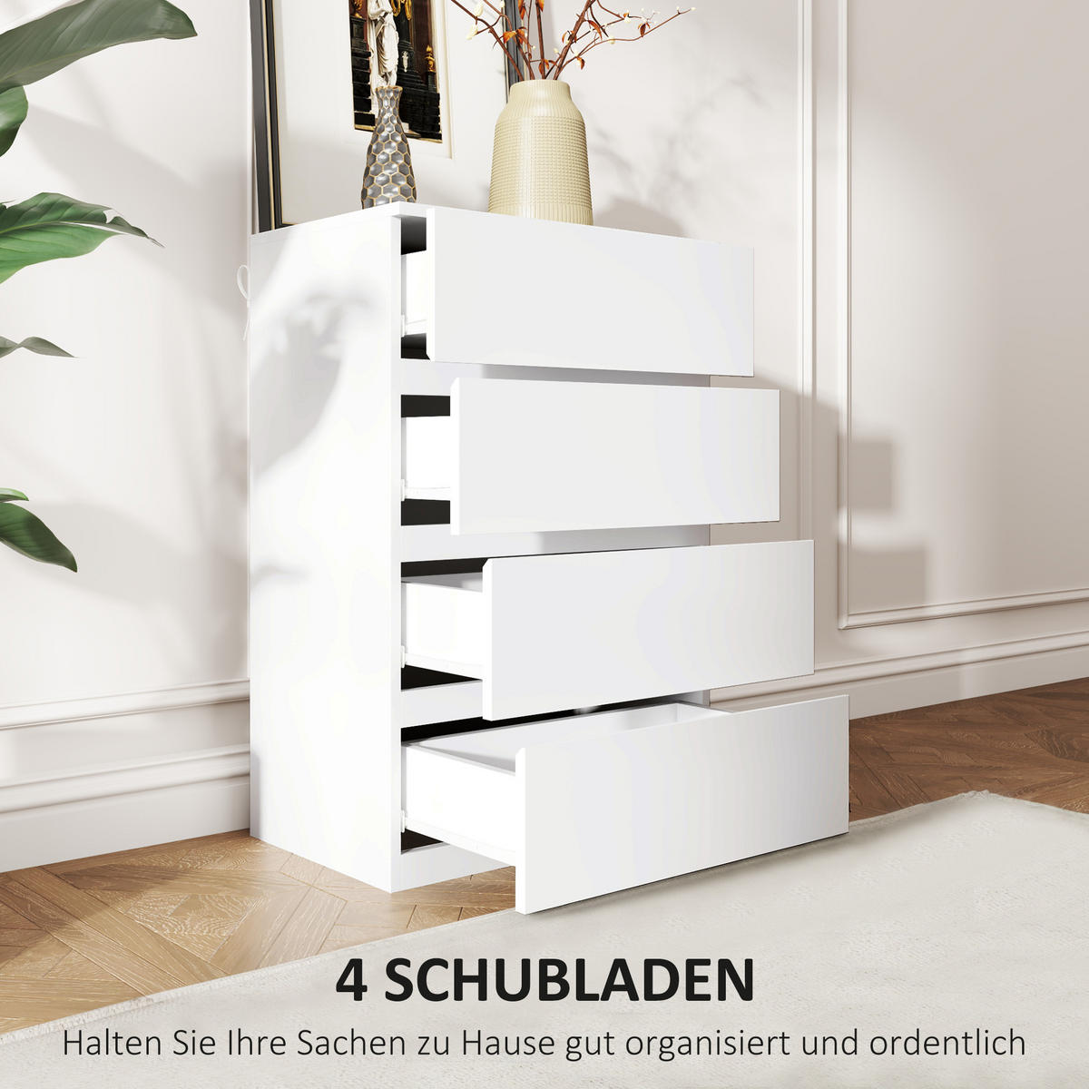 SCHUBLADENSCHRANK, MDF, Weiß, 55 x 33 x 80 cm - Weiß, Metall (33/80/55cm) - HOMCOM