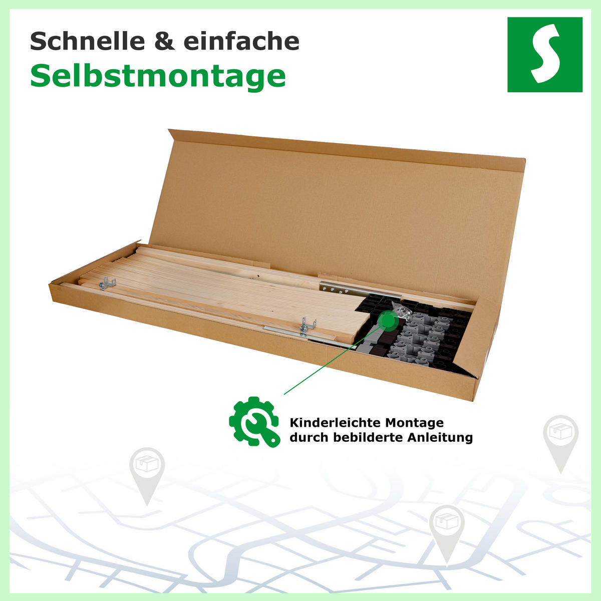 LATTENROST Dreambase 140x200 cm – Ergonomischer 7-Zonen - Eschefarben, Holz (140/200cm) - Schlaftroll