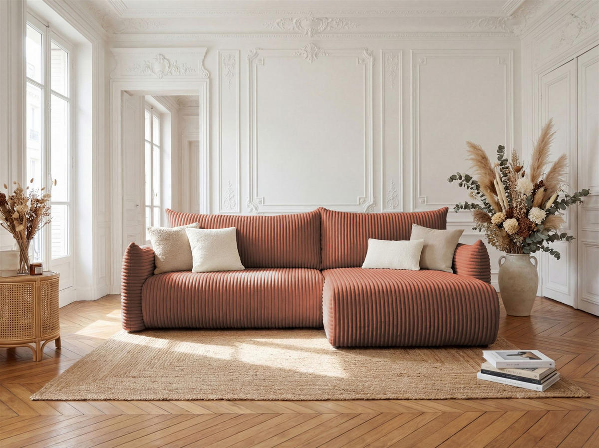 ECKSOFA Mailand Mit Schlaffunktion - Braun, Holzwerkstoff/Textil (260/154cm) - Fun Möbel