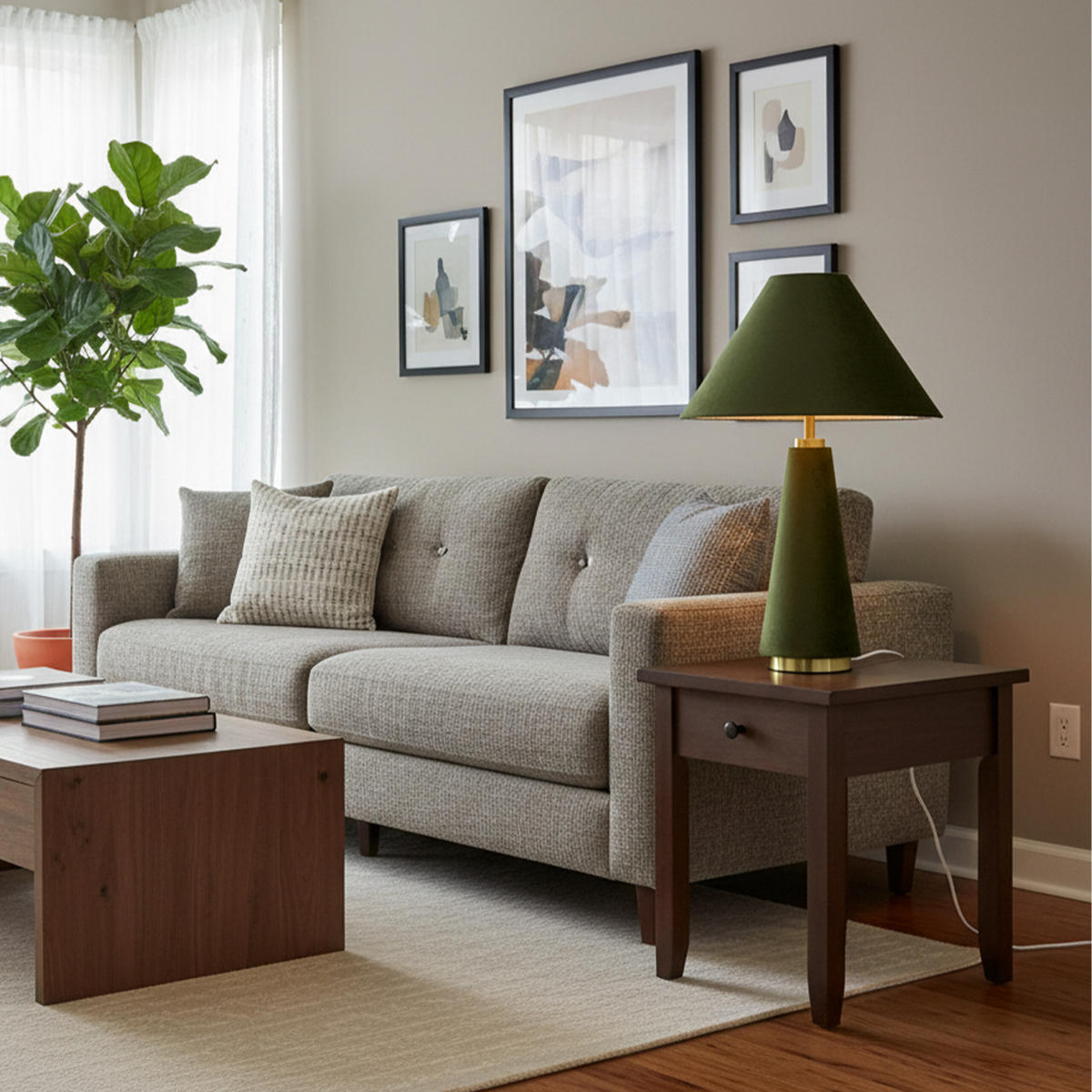 TISCHLAMPE - Grün, Textil/Metall (30/30/47cm) - Relaxdays