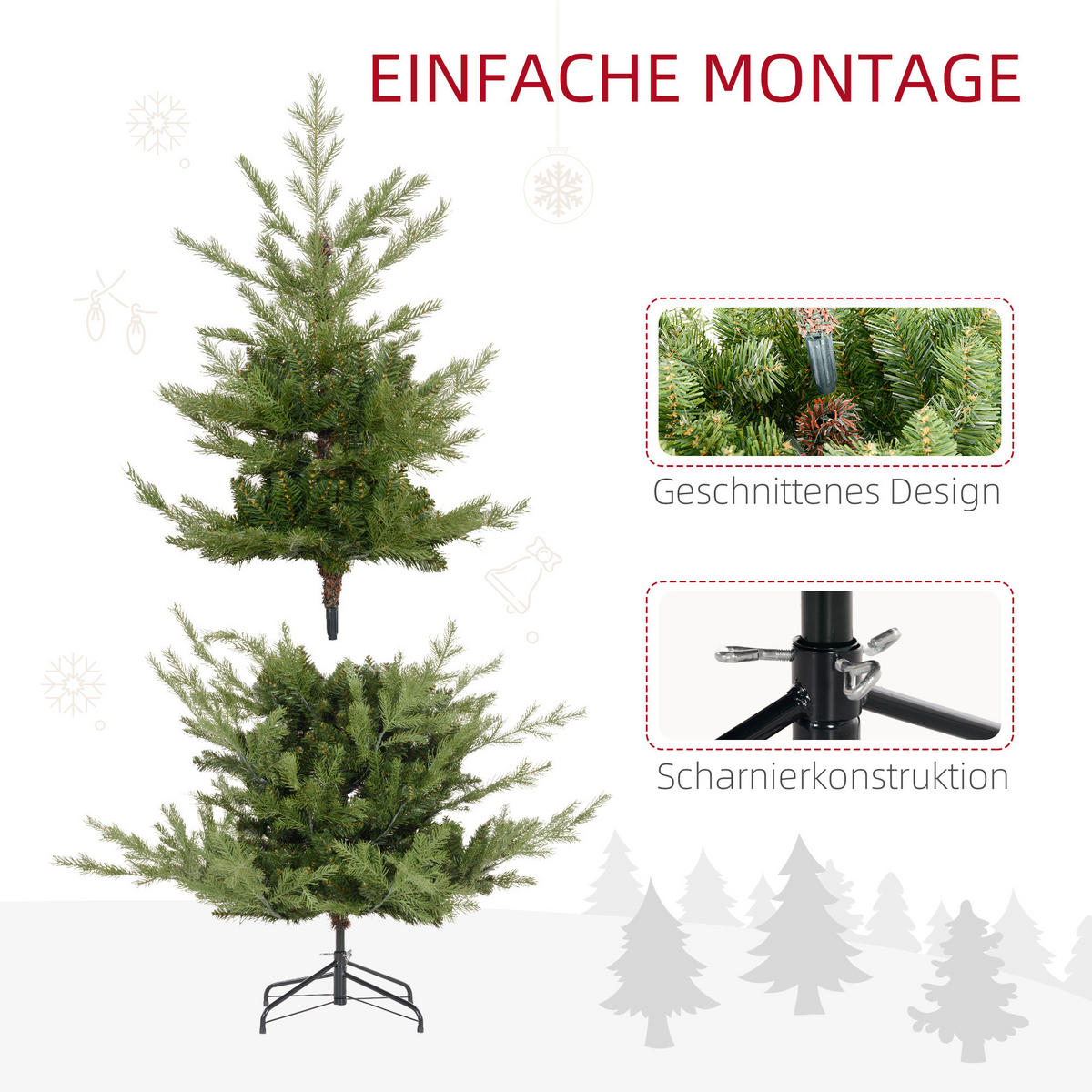 150 cm Weihnachtsbaum Künstlich Christbaum Dichte Zweige für Weihnachtsfest - Grün, Kunststoff/Metall (150cm) - HOMCOM