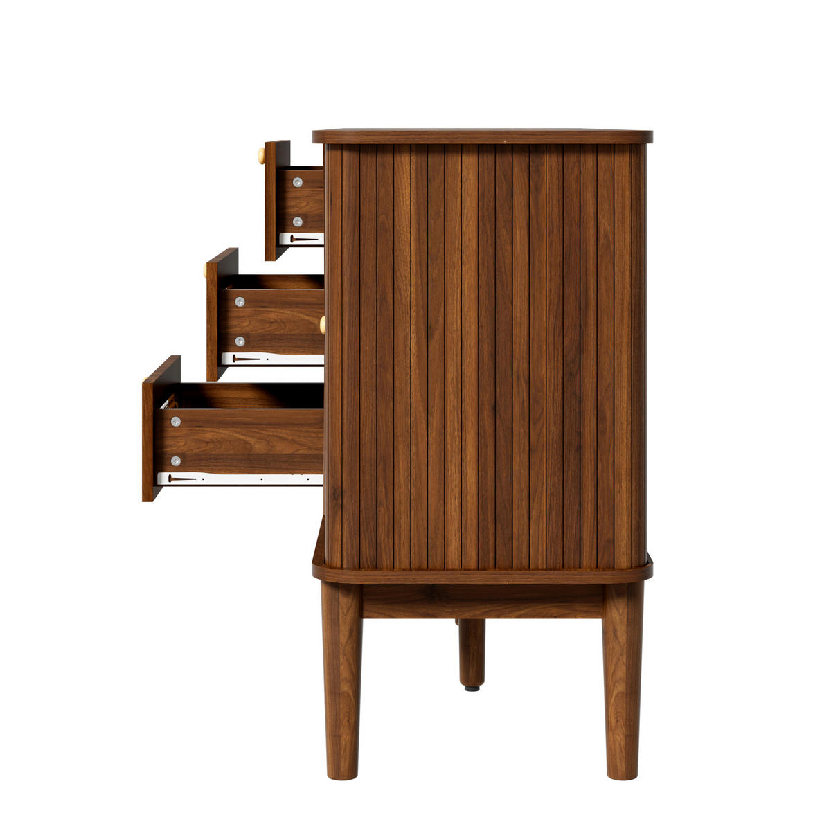 SIDEBOARD Rattan Schiebetüren verstellbare Böden modern - Walnussfarben, Holzwerkstoff (40/73/140.5cm) - FLIEKS