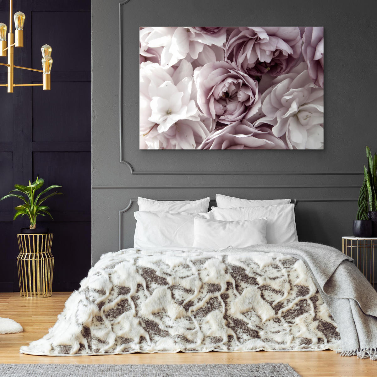 LEINWANDBILD Blumen Pflanzen Natur 3D Effekt 40/30 cm - Rosa/Weiß, Textil (40/30cm) - Muralo