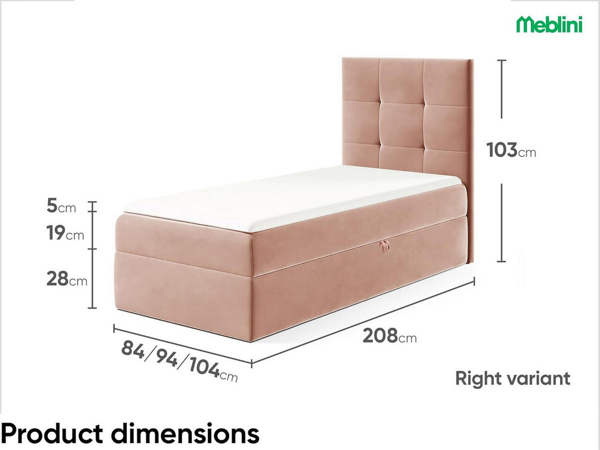 KINDERBETT MINO 2 - Pink, Holzwerkstoff (84/208cm) - Meblini