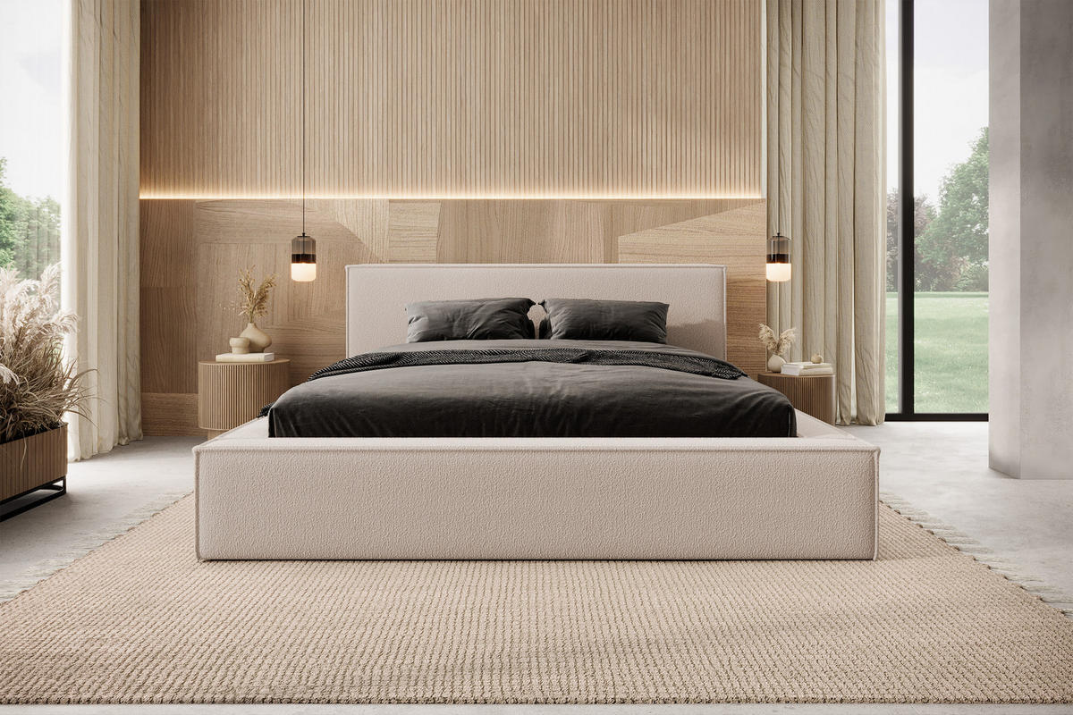 POLSTERBETT Bocalio Beige Boucle 180 cm - Beige, Textil (180/200cm) - Selsey