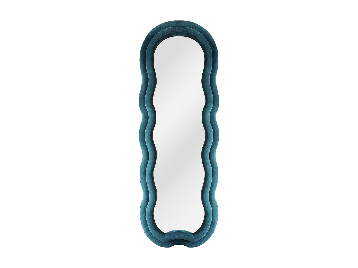 WANDSPIEGEL - 60 cm x 3 cm - samt - blau Linoa - Blau, Textil (60/160/3cm) - Vente-Unique