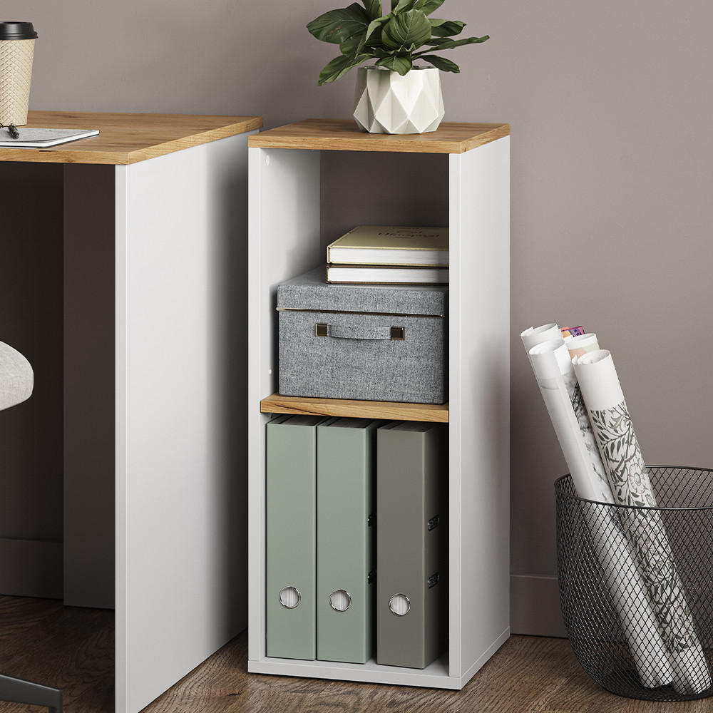 Thumbnail - Vicco Bücherregal, Weiß, Honigeiche, Holzwerkstoff, 2 Fächer, Rechteckig, 30x74x30 cm, Wohnzimmer, Regale, Bücherregale