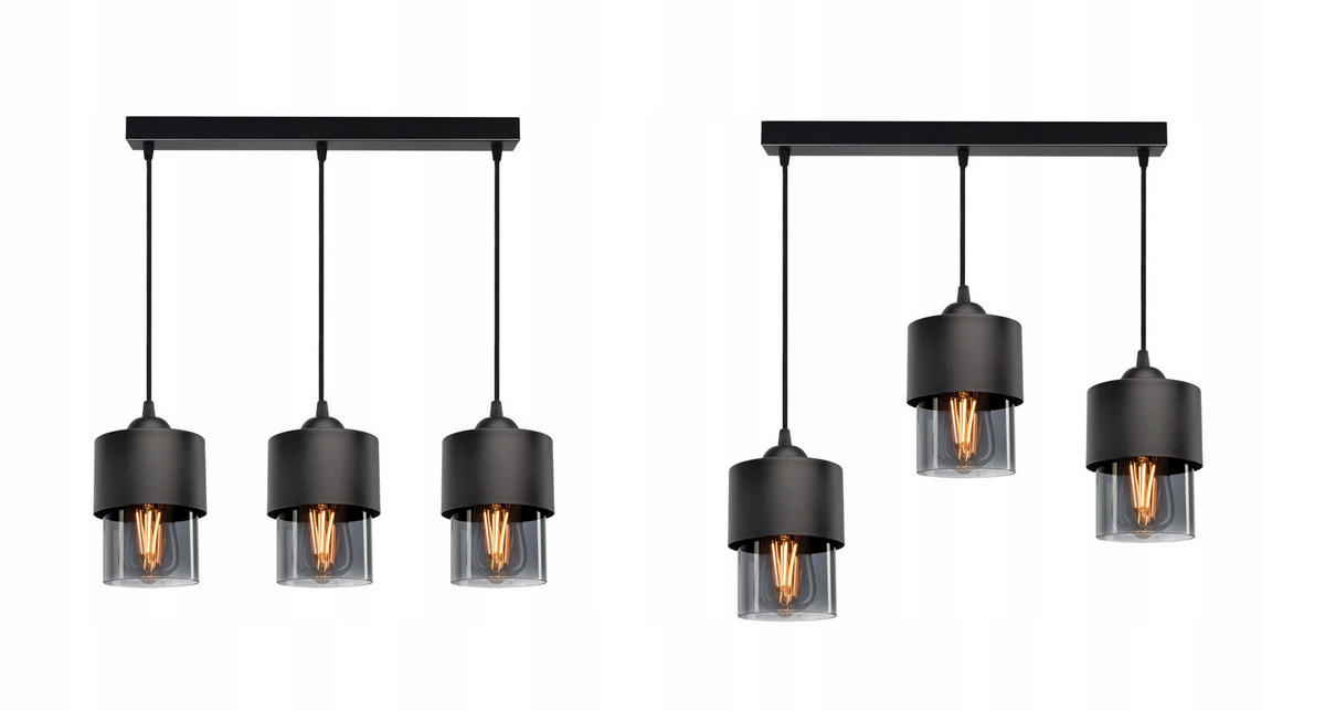 PENDELLEUCHTE Hege - Transparent/Anthrazit, Glas/Metall (12/55/80cm) - kiki design