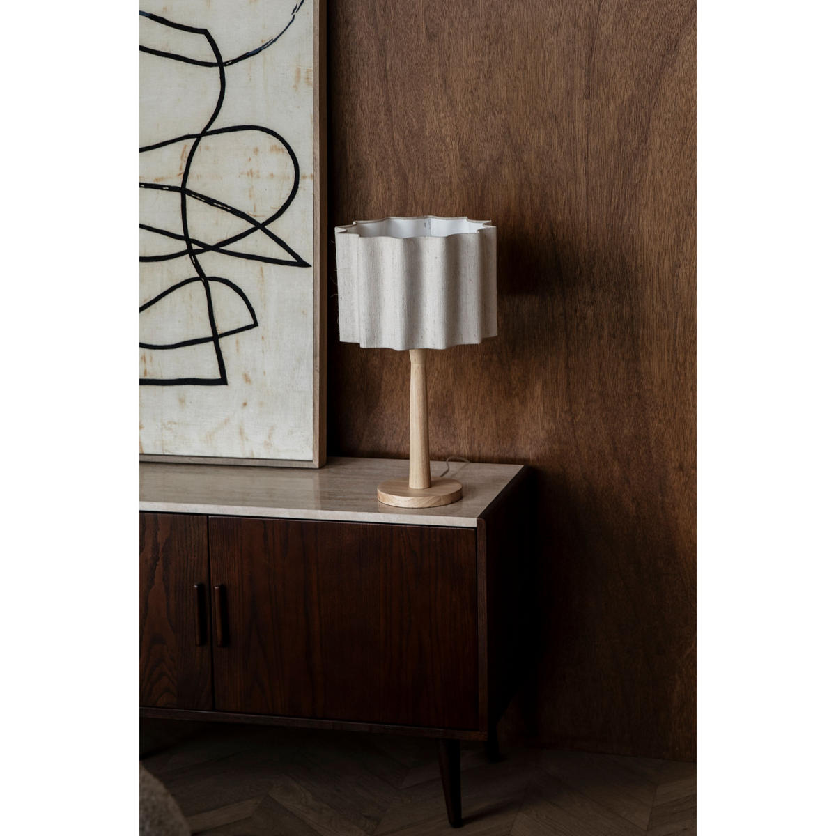 TISCHLAMPE Scallop Natur - Naturfarben, Holz (30/30/51cm) - Dutchbone