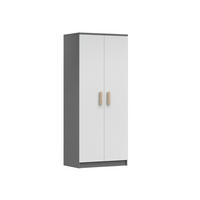 KINDERKLEIDERSCHRANK INGE 06 80/193/50 cm Weiß+Grau/Sonoma - Weiß/Grau, Holzwerkstoff (80/192/50cm) - Deine Möbel 24