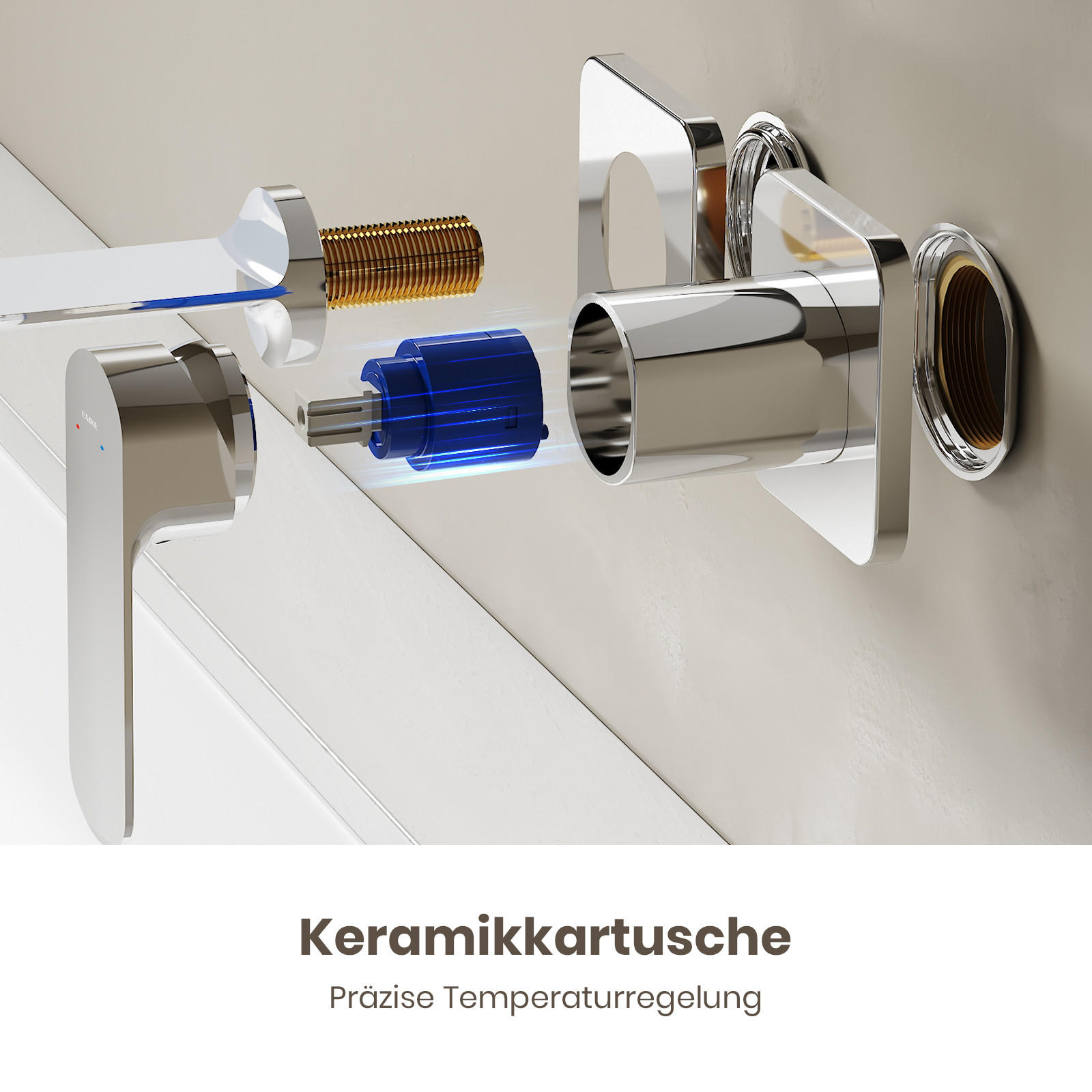 WASCHTISCHARMATUR Modular Ventilkernzertifizierung Messing Verchromt - Chromfarben, Metall (12.7/11/23.3cm) - EMKE