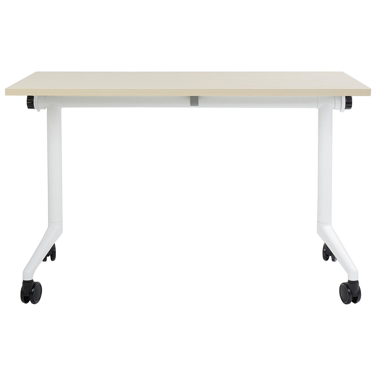 PSACÍ STŮL Skládací Světle hnědý 120/60 cm s kolečky Cavi - bílá/hnědá, kompozitní dřevo (60/120/75cm) - Beliani