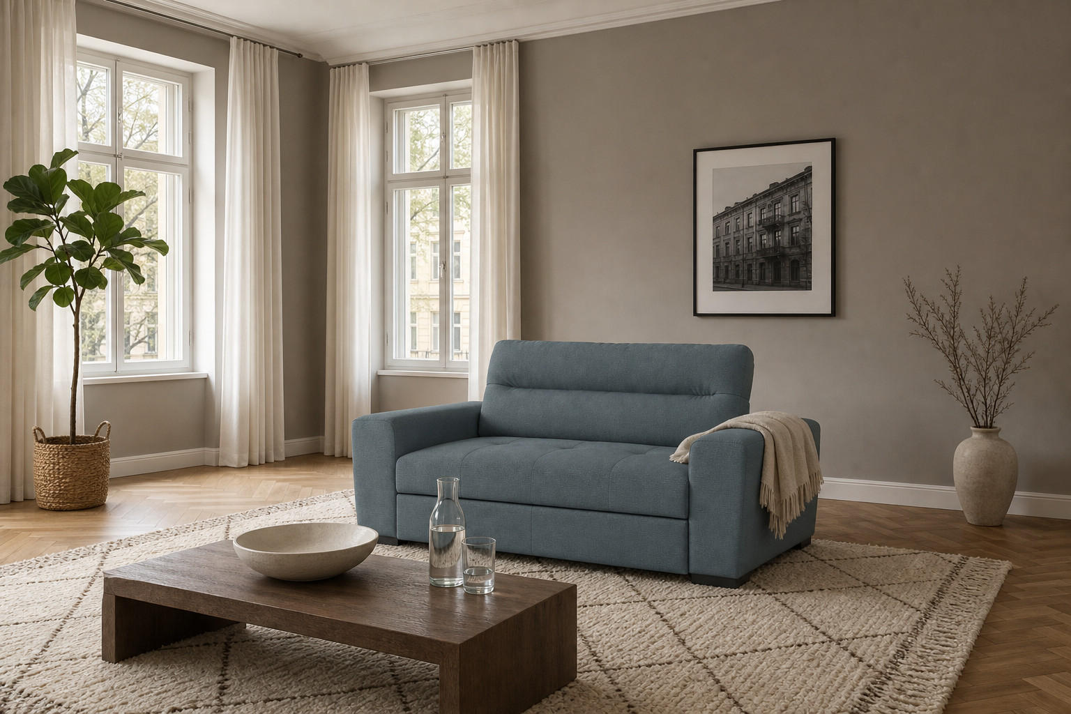 foamnova 2-Sitzer Blaugrau 183x93x97 cm