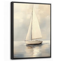 LEINWAND Bilder mit Rahmen - Segelschiff - Meer - Bewölkt - 30x40 - Creme, Textil (30/40cm) - MuchoWow