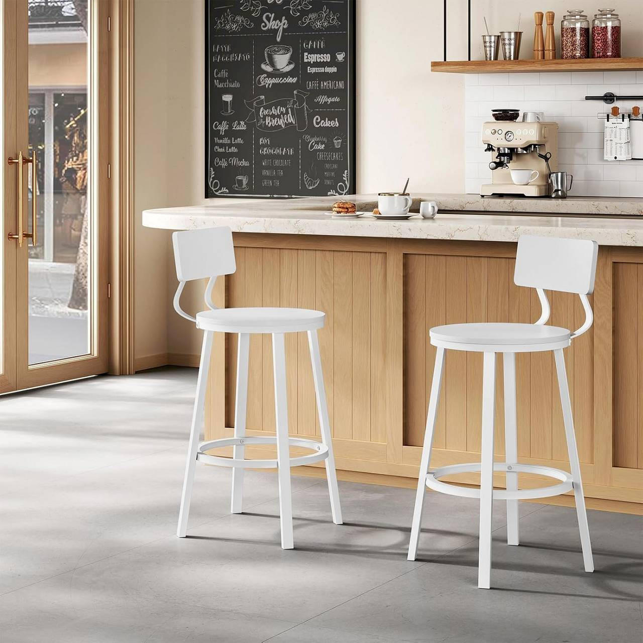 Thumbnail - Woltu Barhocker, Weiß, Holzwerkstoff, Metall, eckig, 51.5x89x51.5 cm, Esszimmer, Barmöbel, Barhocker