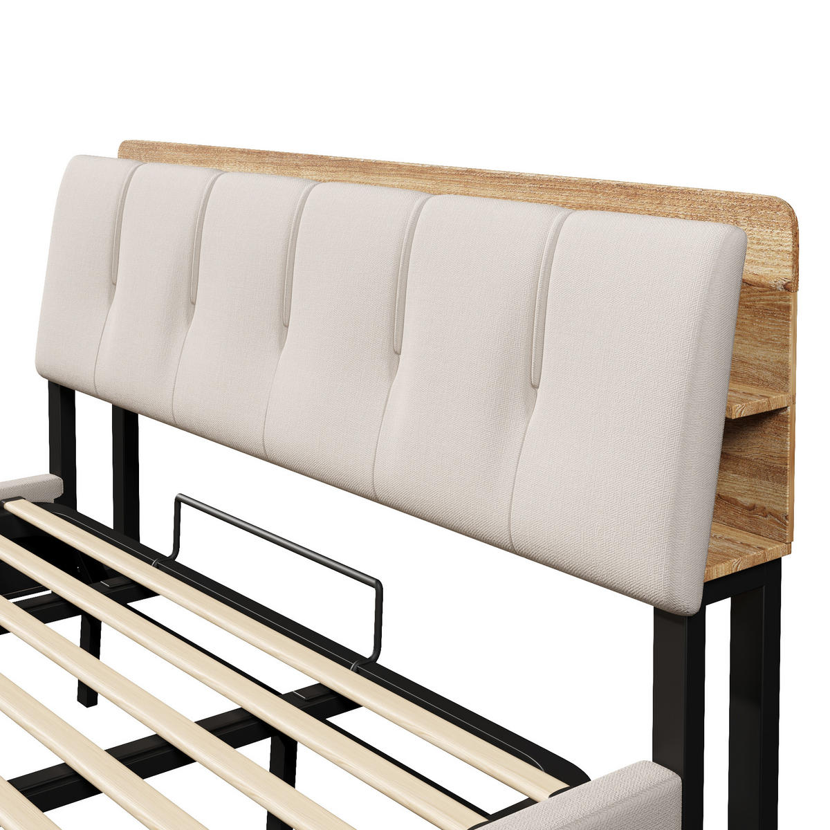 POLSTERBETT 180/200 cm Beige mit USB-Typ-C-Ladeanschluss, LED-Beleuchtung und 2 Schubladen - Beige, Textil (180/200cm) - Oxeza
