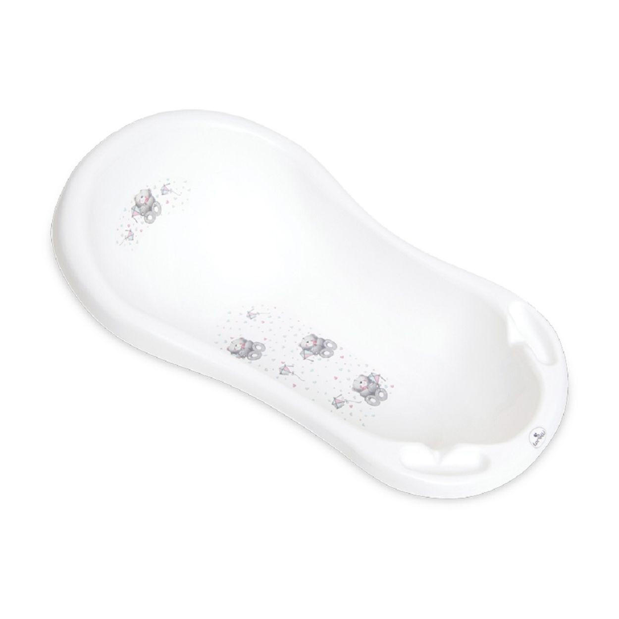 BABYBADEWANNE 84 cm lang, Ablagefächer weiß grau ergonomische Form, ab Geburt - Weiß, Kunststoff (48/83.5cm) - Lorelli