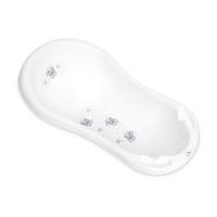 BABYBADEWANNE 84 cm lang, Ablagefächer weiß grau ergonomische Form, ab Geburt - Weiß, Kunststoff (48/83.5cm) - Lorelli