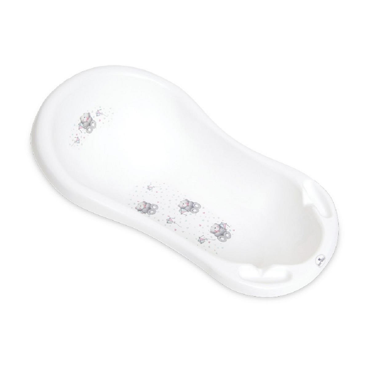 BABYBADEWANNE 84 cm lang, Ablagefächer weiß grau ergonomische Form, ab Geburt - Weiß, Kunststoff (48/83.5cm) - Lorelli