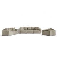 SOFASET Megan 3-2-1 In Poso - Beige, Holzwerkstoff/Textil (327/75/98cm) - Fun Möbel