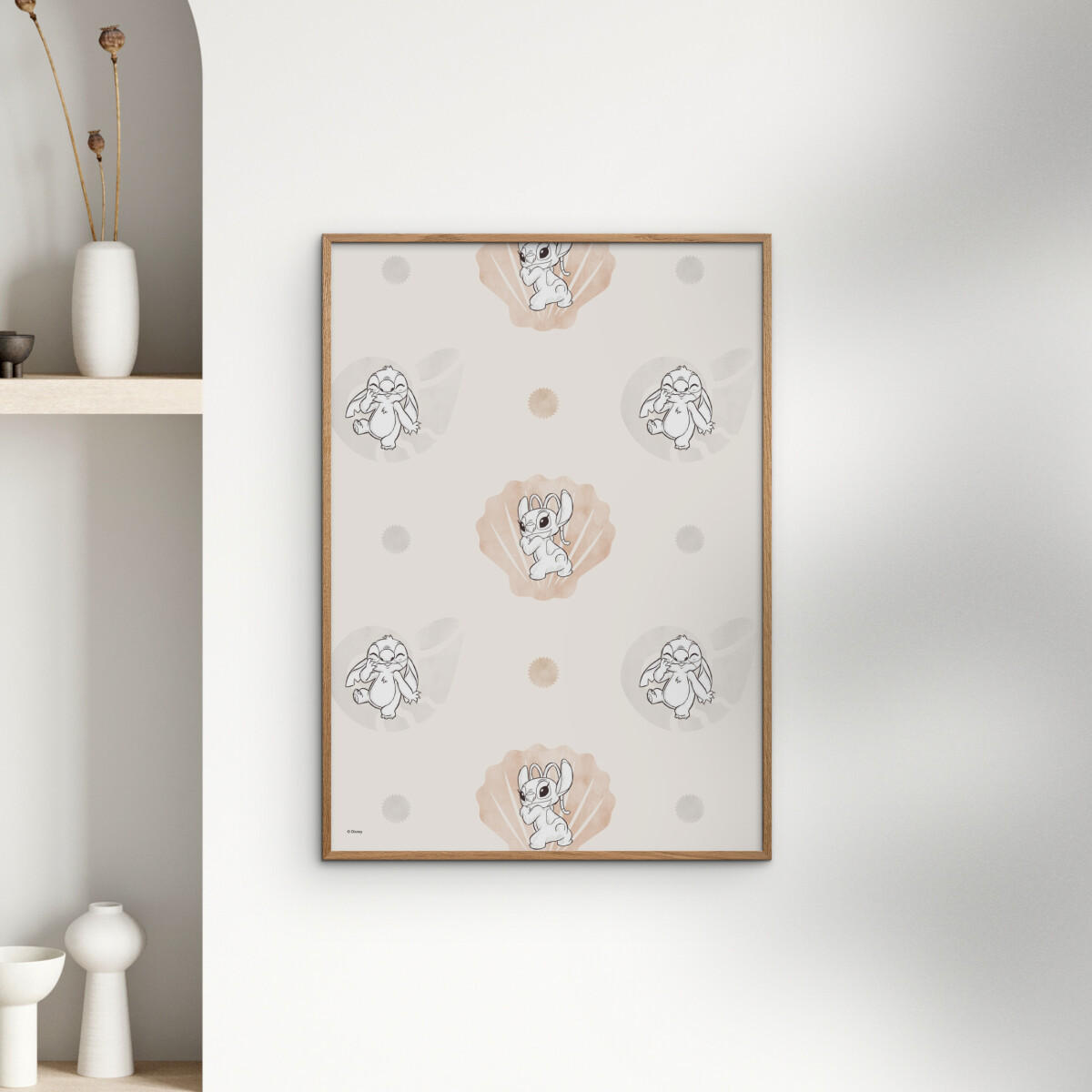 POSTER mit Rahmen Disney - Disney - Stitch Bubble Pattern - Eichefarben/Multicolor, Holz/Papier (30/40cm) - Poster&Frame