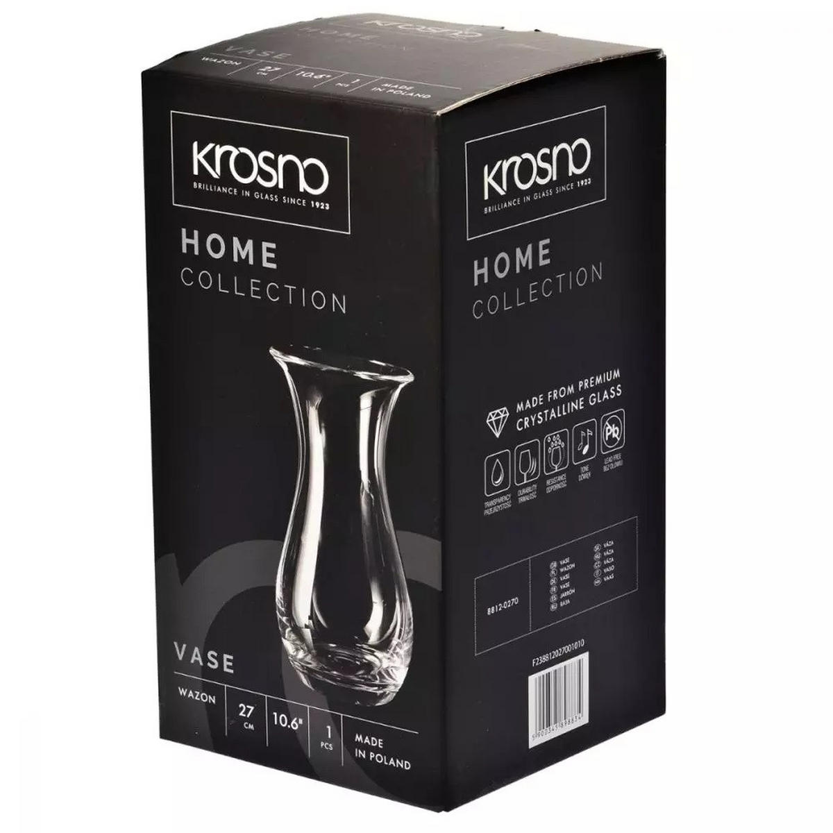 BLUMENVASE, 1 Stk., 27 cm, Handgemacht - Transparent, Glas (14.2/27cm) - Krosno Glass