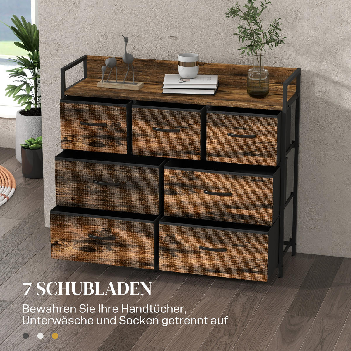 KOMMODE, Sideboard, Rustikal-Braun - Braun, Textil (29/85/98cm) - HOMCOM