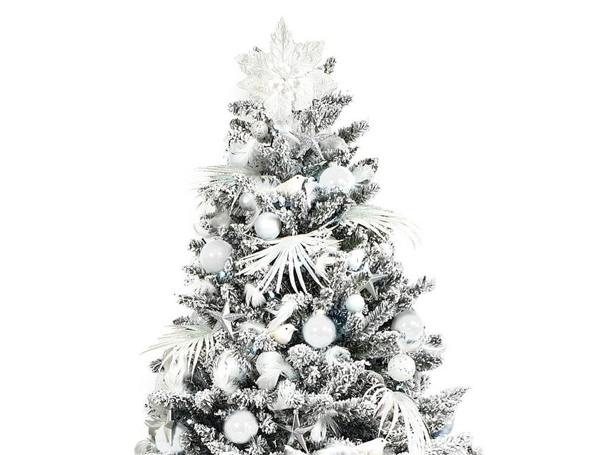 WEIHNACHTSBAUMSCHMUCK-SET POLAR WEISS, 200-teilig, für Weihnachtsbäume 300–600 cm - Silberfarben/Weiß, Kunststoff/Textil (60/50/80cm) - LAALU
