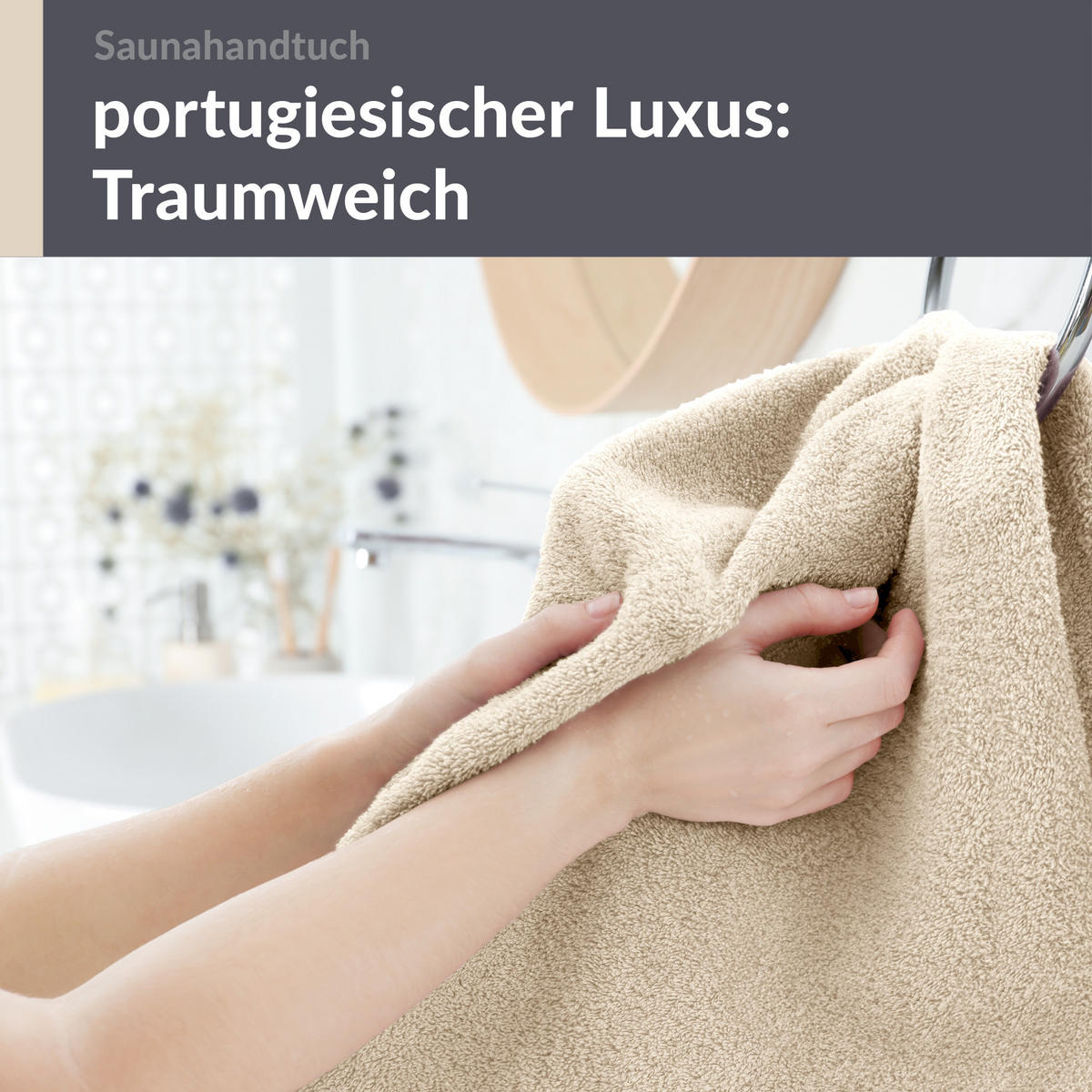 BADETUCH London Natur 100x200 cm - Naturfarben, Textil (100/200cm) - Lashuma