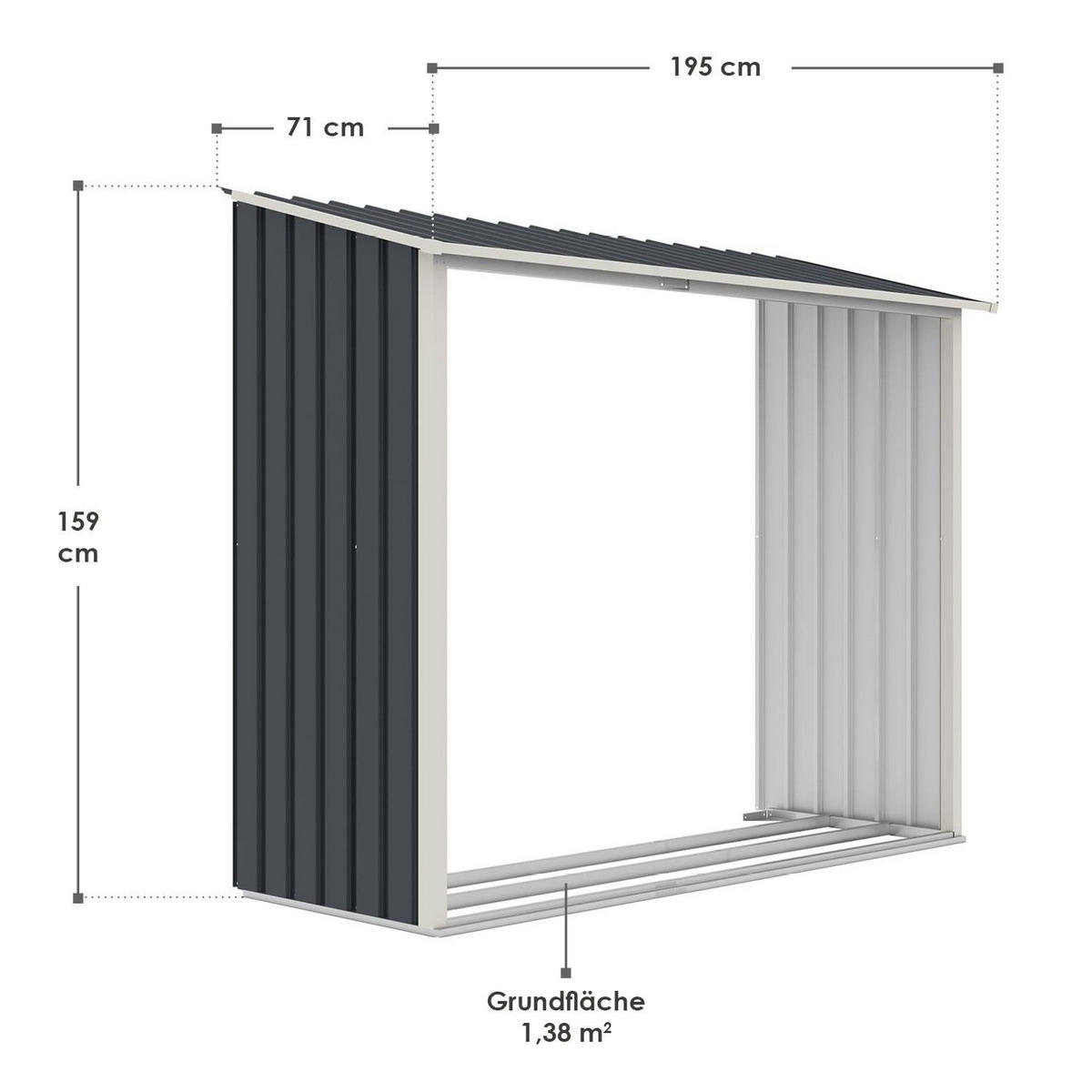 GERÄTESCHUPPEN XL mit Holzunterstand - Anthrazit, Metall (277/192/191cm) - Juskys