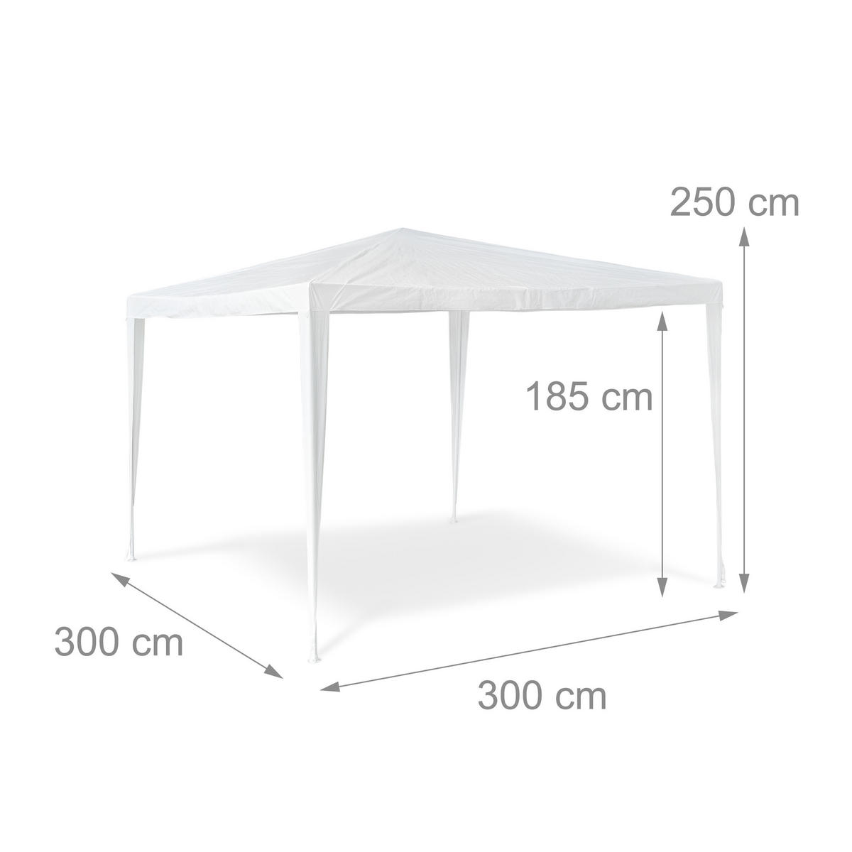 PAVILÓN - biela, kov/plast (300/250/300cm) - Relaxdays