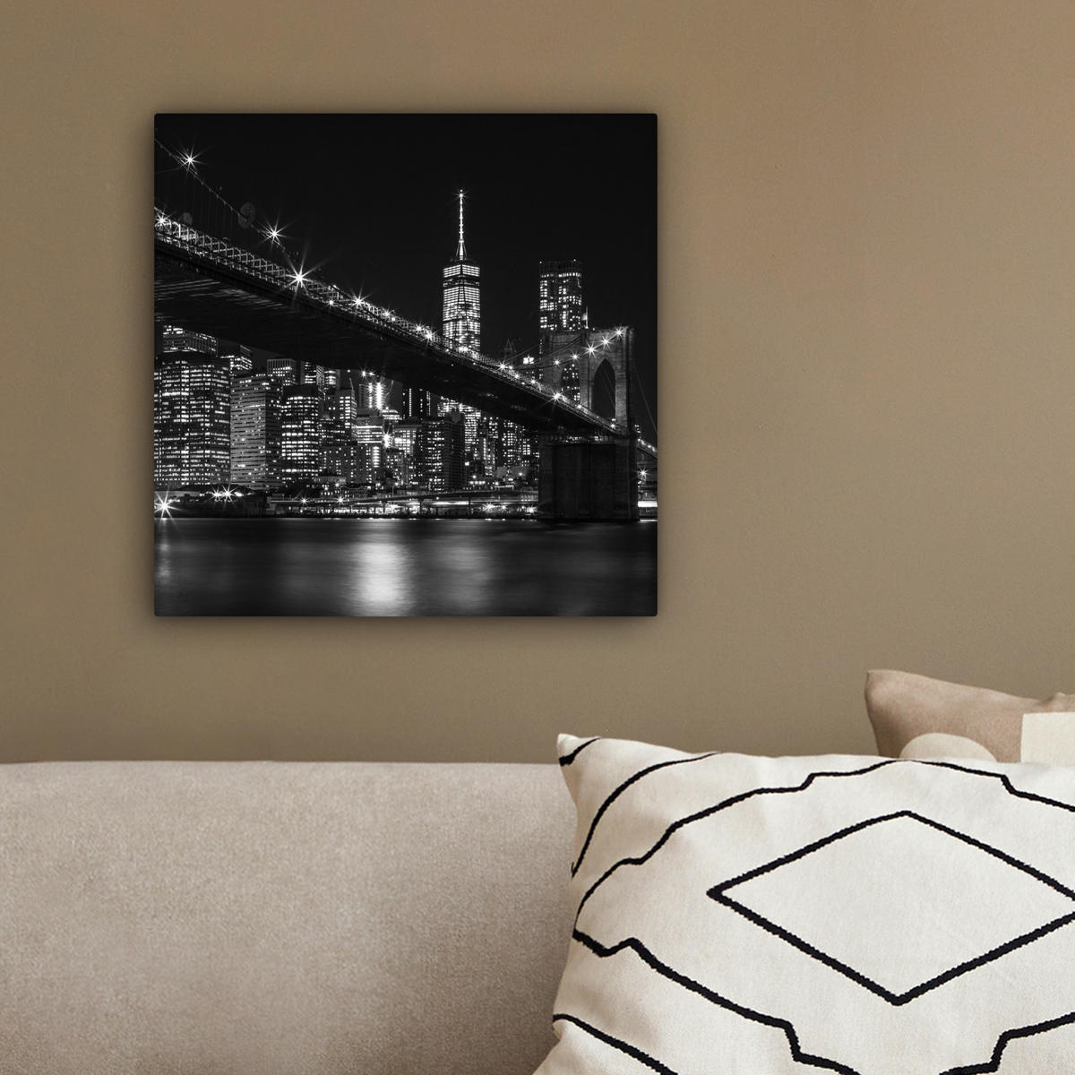 LEINWANDBILD New York - Brooklyn - Brücke 20x20 cm - Schwarz, Textil (20/20cm) - MuchoWow