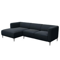 2,5-SITZER ECKSOFA mit Longchair - Schwarz/Grau, Textil/Metall (271/148cm) - home24