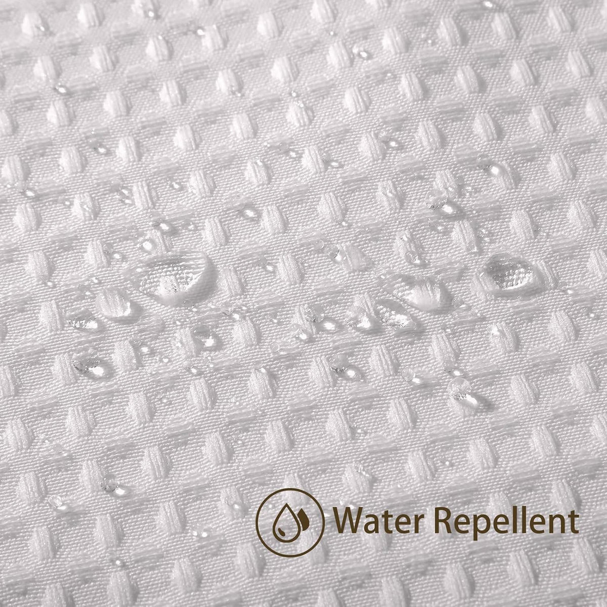 DUSCHVORHANG Weiß Waffelstruktur Polyester wasserdicht schimmelresistent mit Ringen - Weiß, Textil (182/152cm) - MCBOSON
