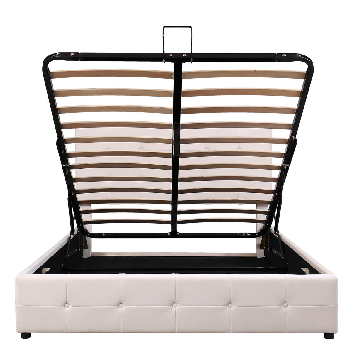 POLSTERBETT 90/200 cm aus MDF und Sperrholz mit Leinenbezug LED-Beleuchtung und Stauraum Beige - Beige, Holzwerkstoff (90/200cm) - Modenvie