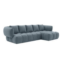 ECKSOFA L-Form, Veloursstoff Bluvel, Blaugrau, Rechts, SEVIO L - Blaugrau, Holz (242/175cm) - Kaiser Möbel