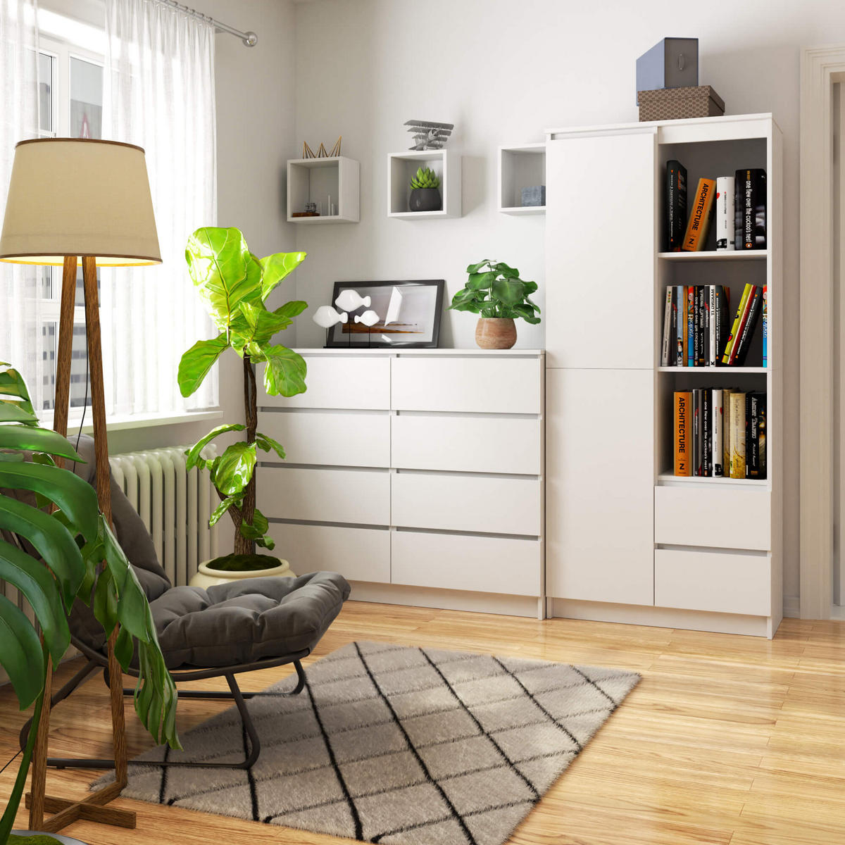 MEHRZWECKSCHRANK Weiß 80x180x35 cm - Weiß, Holzwerkstoff (80/180/35cm) - Akord