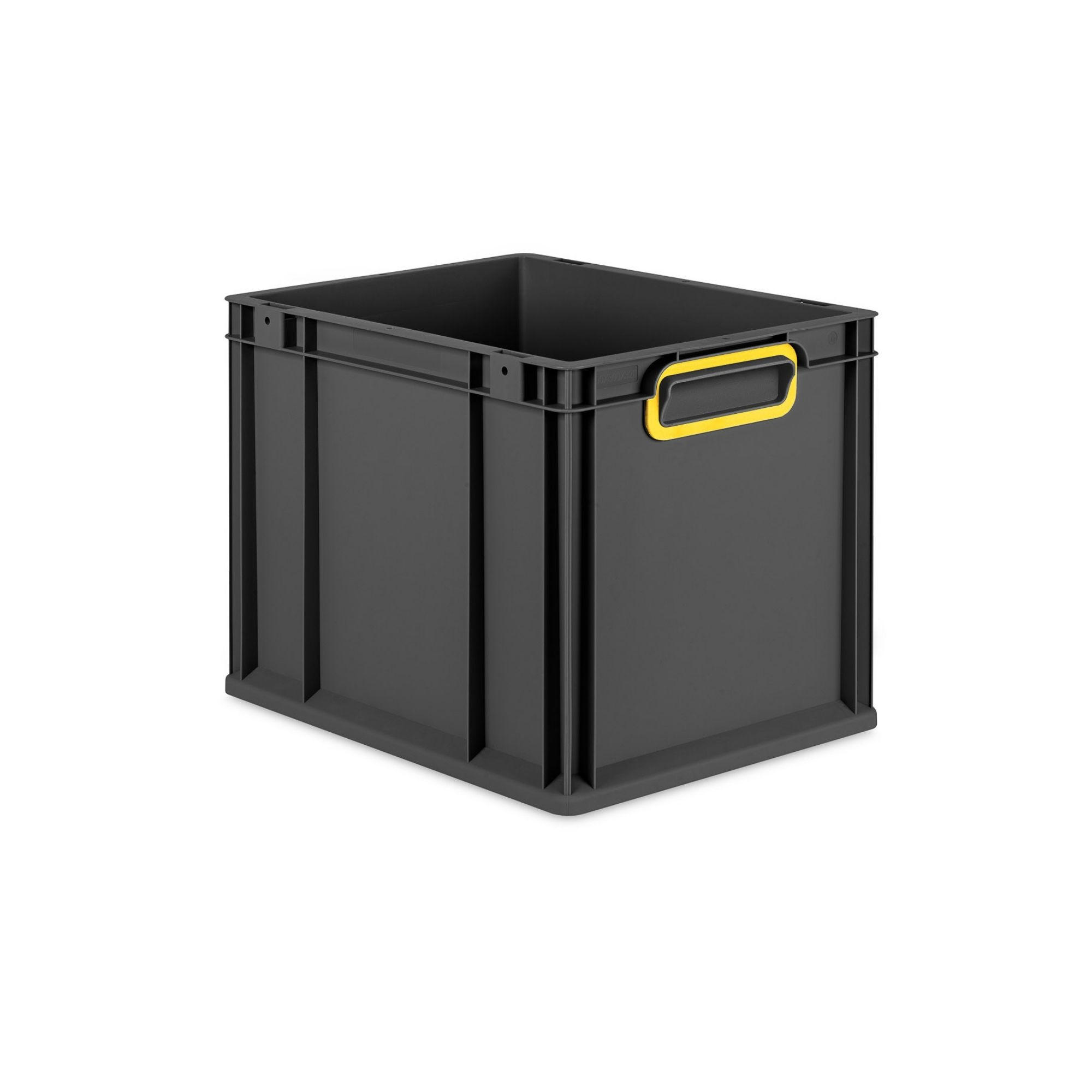 EUROBOX NextGen Color 32x30x40 cm 30 Liter Griffe gelb zu, Schwarz - Gelb/Schwarz, Kunststoff (30/32/40cm) - PROREGAL
