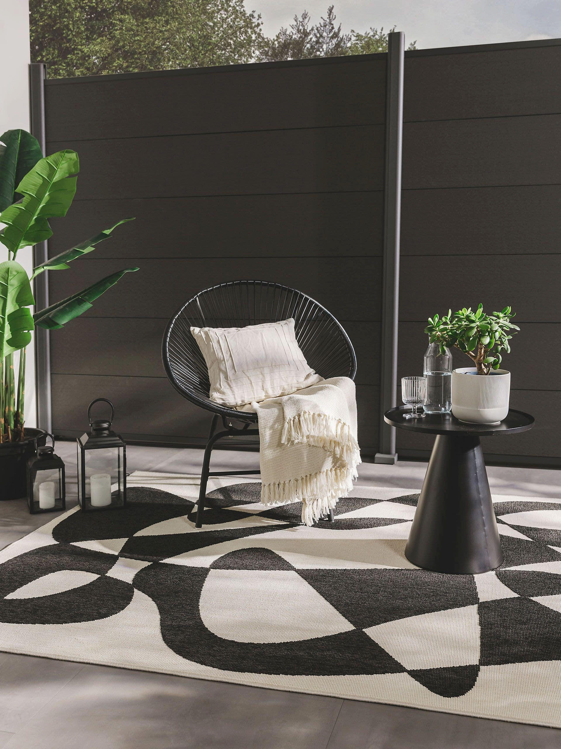 OUTDOORTEPPICH Taro Schwarz/Weiß 80x150 cm - Schwarz, Textil (80/150cm) - benuta Pop