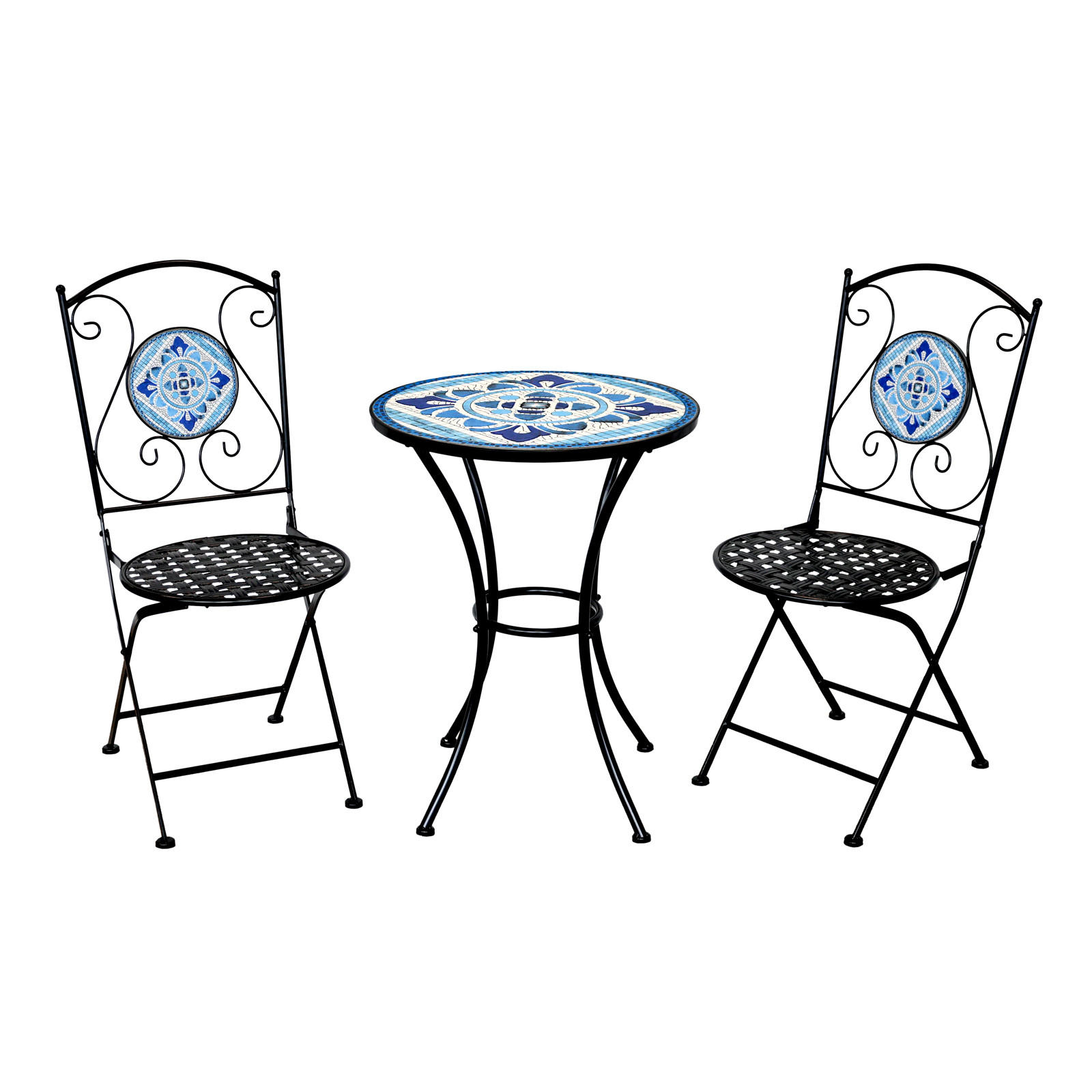 BISTRO-SET PARIS Mosaik Blau - Blau, Metall - SVITA