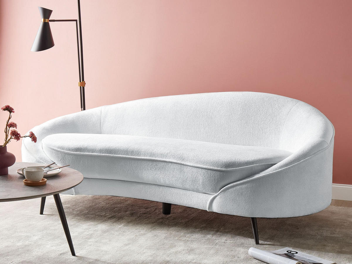 3-SITZER-SOFA Bouclé weiß/schwarz Savar - Schwarz/Weiß, Textil (183/69/84cm) - Beliani