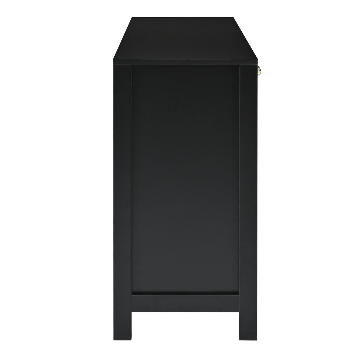 SIDEBOARD DE-38285 4 Rattantüren mit Metallgriffen Schwarz - Schwarz, Holzwerkstoff (145/40/80cm) - ComfortXL