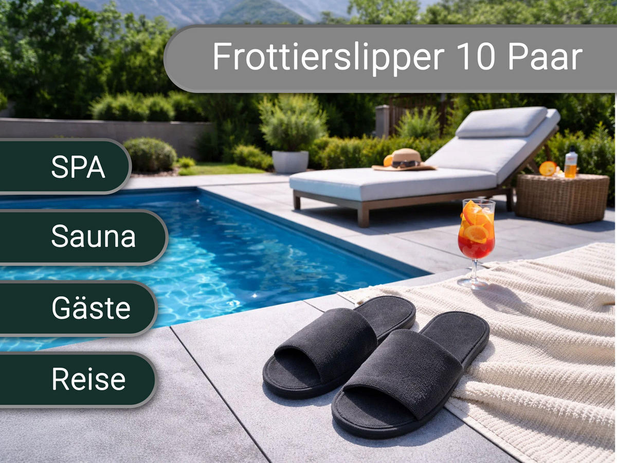 FROTTIERSLIPPER, 10er-Set, 100% Polyester - Dunkelgrau, Textil (5/1/31cm) - Zollner
