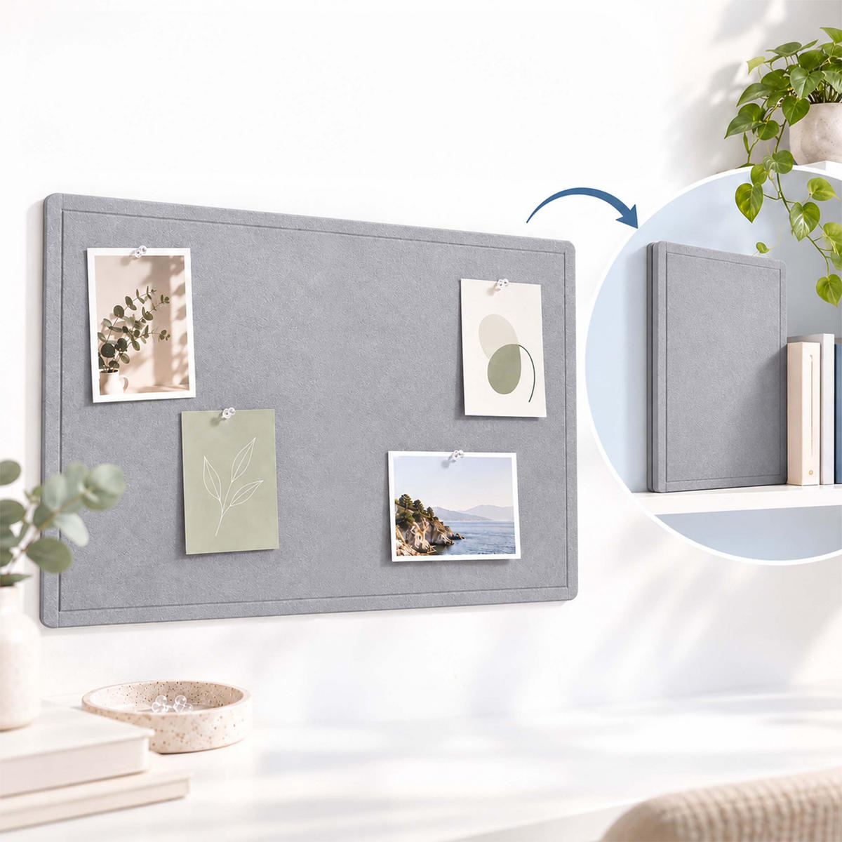 PINNWAND Hellgrau Filz faltbar - Grau, Textil (59/84/1cm) - Relaxdays